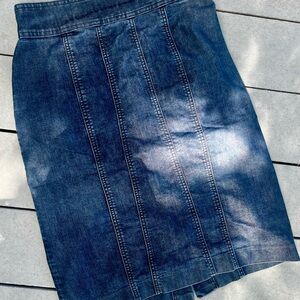 Classic Dark Blue Denim Pencil Skirt